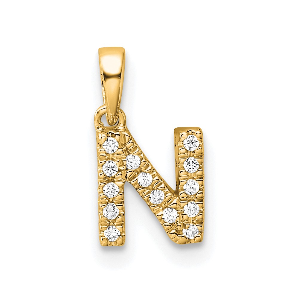 PM9797N-007-1YA.jpg 10K Diamond Letter N Initial with Bail Pendant - Image 1