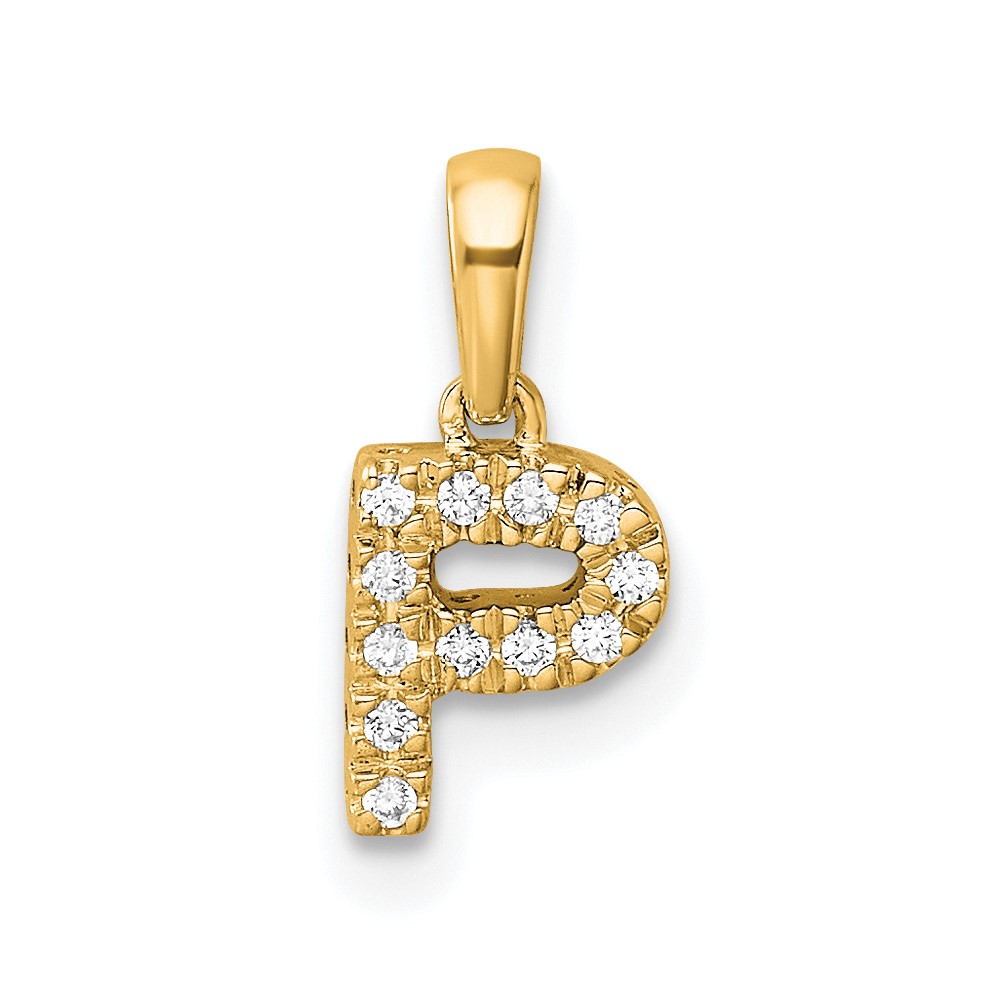 PM9797P-006-YA.jpg 14K Diamond Letter P Initial with Bail Pendant - Image 1