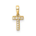 10K Diamond Letter T Initial with Bail Pendant
