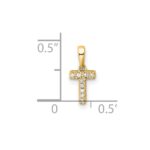 14K  Diamond Letter T Initial with Bail Pendant - Image 4