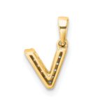10K Diamond Letter V Initial with Bail Pendant - Image 4