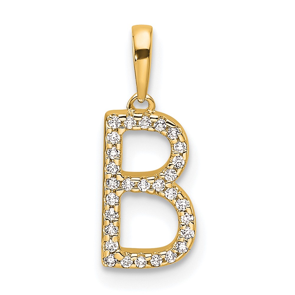 PM9798B-009-YA.jpg 14K Diamond Letter B Initial Pendant - Image 1