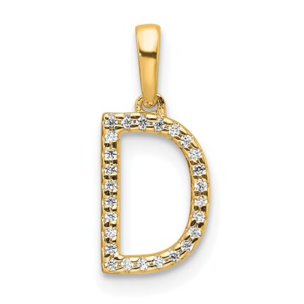 14K Diamond Letter D Initial Pendant