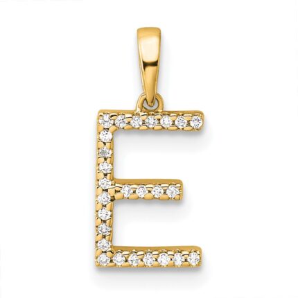 14K Diamond Letter E Initial Pendant