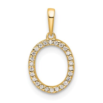 14K Diamond Letter O Initial Pendant