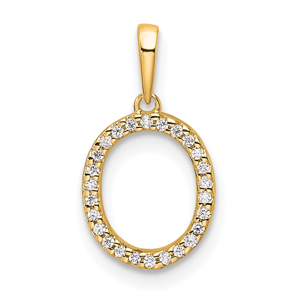 PM9798O-008-YA.jpg 14K Diamond Letter O Initial Pendant - Image 1