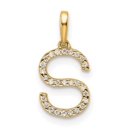 10K Diamond Letter S Initial Pendant