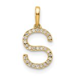 14K Diamond Letter S Initial Pendant