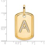 14K Diamond Initial A Dog Tag Charm - Image 2