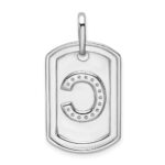14K White Gold Diamond Initial C Dog Tag Charm - Image 3