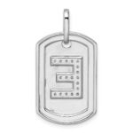 14K White Gold Diamond Initial E Dog Tag Charm - Image 3