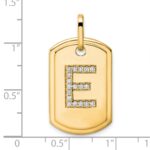 14K Diamond Initial E Dog Tag Charm - Image 2