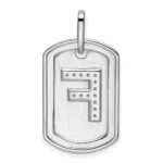 14K White Gold Diamond Initial F Dog Tag Charm - Image 3