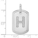 14K White Gold Diamond Initial H Dog Tag Charm - Image 4