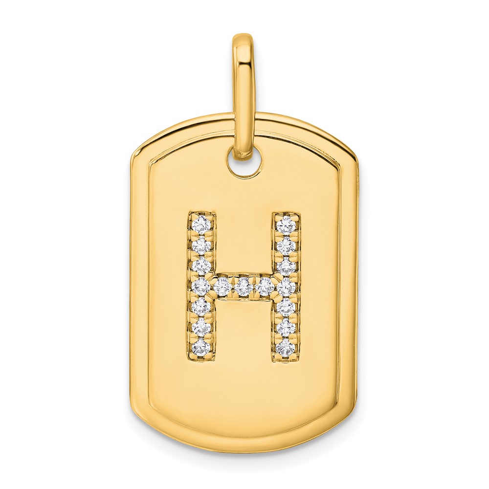 PM9842H-020-YA.jpg 14K Diamond Initial H Dog Tag Charm - Image 1