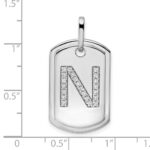 14K White Gold  Diamond Initial N Dog Tag Charm - Image 4