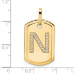 14K Diamond Initial N Dog Tag Charm - Image 2
