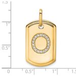 14K Diamond Initial O Dog Tag Charm - Image 2