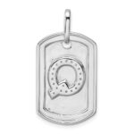 14K White Gold  Diamond Initial Q Dog Tag Charm - Image 3