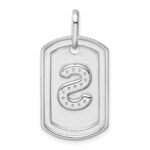 14K White Gold  Diamond Initial S Dog Tag Charm - Image 3