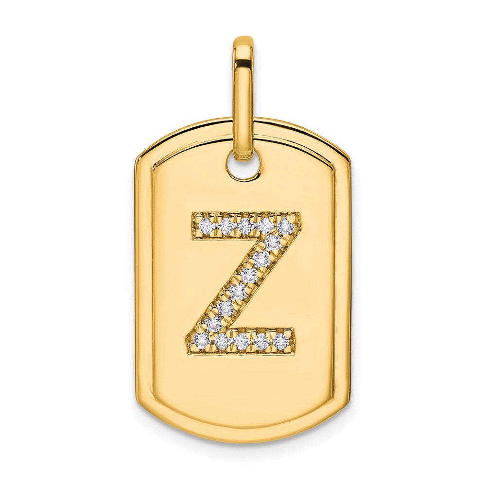 PM9842Z-018-YA.jpg 14K Diamond Initial Z Dog Tag Charm - Image 1