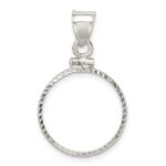 Wideband Distinguished Coin Jewelry Sterling Silver Polished and Diamond-cut 19.1 x 1.5mm $0.01 Screw Top Coin Bezel Pendant - Image 3