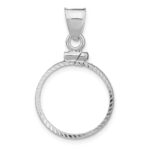 Wideband Distinguished Coin Jewelry Sterling Silver Polished and Diamond-cut 18 x 1.2mm $0.10 Screw Top Coin Bezel Pendant - Image 3