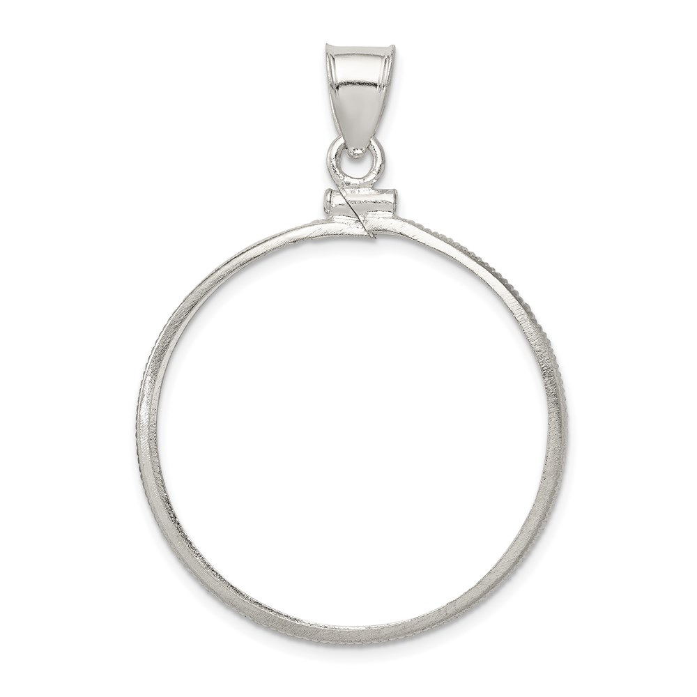 QBP5.jpg Wideband Distinguished Coin Jewelry Sterling Silver Polished 30.5 x 2.1mm $0.50 Screw Top Coin Bezel Pendant - Image 1