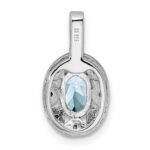 Sterling Silver Rhodium-plated Diam. & Aquamarine Pendant - Image 3