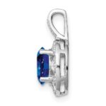 Sterling Silver Rhodium-plated Diam. & Created Sapphire Pendant - Image 2