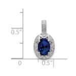 Sterling Silver Rhodium-plated Diam. & Created Sapphire Pendant - Image 4