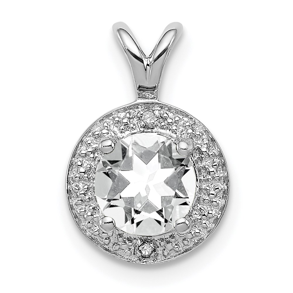 QBPD11APR.jpg Sterling Silver Rhodium-plated Diamond & White Topaz Pendant - Image 1