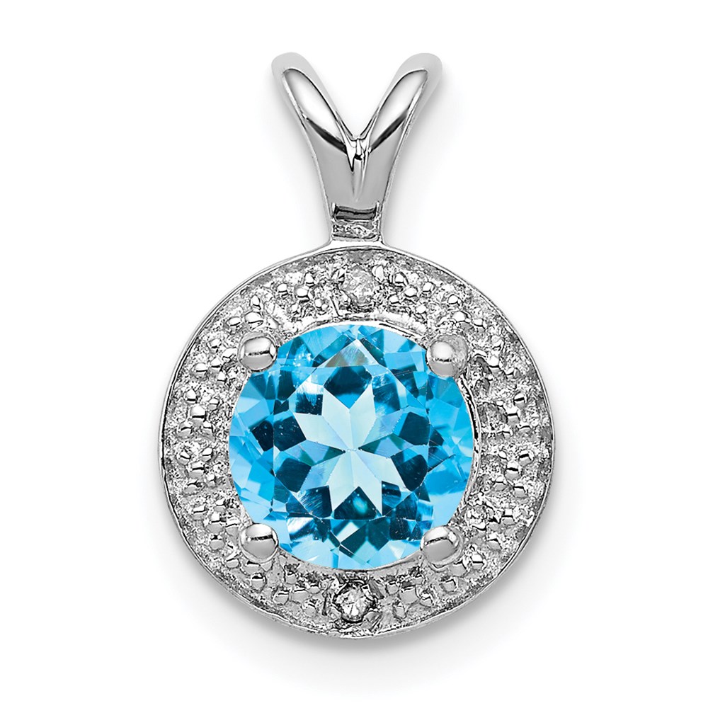 QBPD11DEC.jpg Sterling Silver Rhodium-plated Diam. & Blue Topaz Pendant - Image 1
