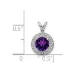 Sterling Silver Rhodium-plated Diam. & Amethyst Pendant - Image 5