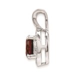 Sterling Silver Rhodium-plated Diam. & Garnet Pendant - Image 2