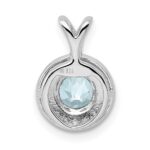 Sterling Silver Rhodium-plated Diam. & Aquamarine Pendant - Image 4