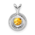 Sterling Silver Rhodium-plated Diam. & Citrine Pendant - Image 4