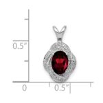 Sterling Silver Rhodium-plated Diam. & Garnet Pendant - Image 4