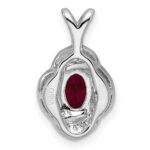 Sterling Silver Rhodium Plated Diamond and Lab Created Ruby Pendant - Image 3