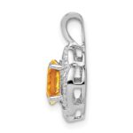 Sterling Silver Rhodium-plated Diam. & Citrine Pendant - Image 2