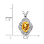 Sterling Silver Rhodium-plated Diam. & Citrine Pendant - Image 3