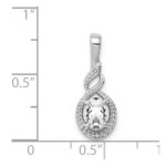 Sterling Silver Rhodium-plated White Topaz & Diam. Pendant - Image 3