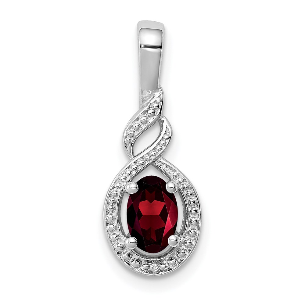 QBPD18JAN.jpg Sterling Silver Rhodium-plated Garnet & Diam. Pendant - Image 1