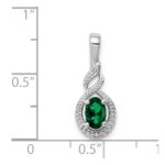 Sterling Silver Rhodium-plated Created Emerald & Diam. Pendant - Image 3