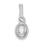 Sterling Silver Rhodium-plated Created Opal & Diam. Pendant - Image 4