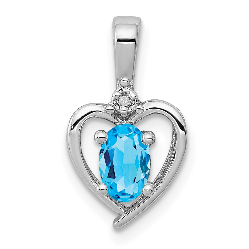 QBPD19DEC.jpg Sterling Silver Rhodium-plated Light Swiss Blue Topaz & Diam. Pendant - Image 1