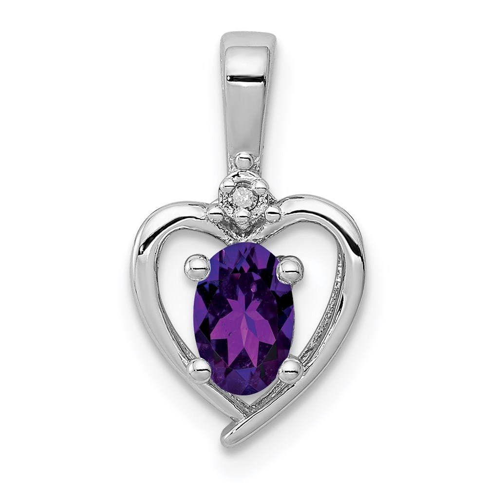 QBPD19FEB.jpg Sterling Silver Rhodium-plated Amethyst & Diam. Pendant - Image 1