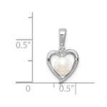 Sterling Silver Rhodium-plated FW Cultured Pearl & Diam. Pendant - Image 3