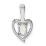 Sterling Silver Rhodium-plated Created Opal & Diam. Pendant - Image 4