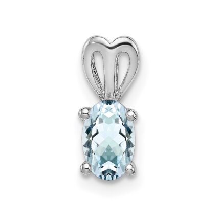 Sterling Silver Rhodium-plated Aquamarine Pendant